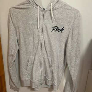VICTORIAS SECRET PINK ZIP UP HOODIE IN GREY